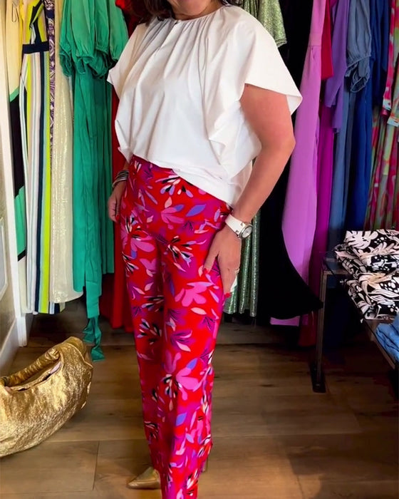 Casual solid color pleated top