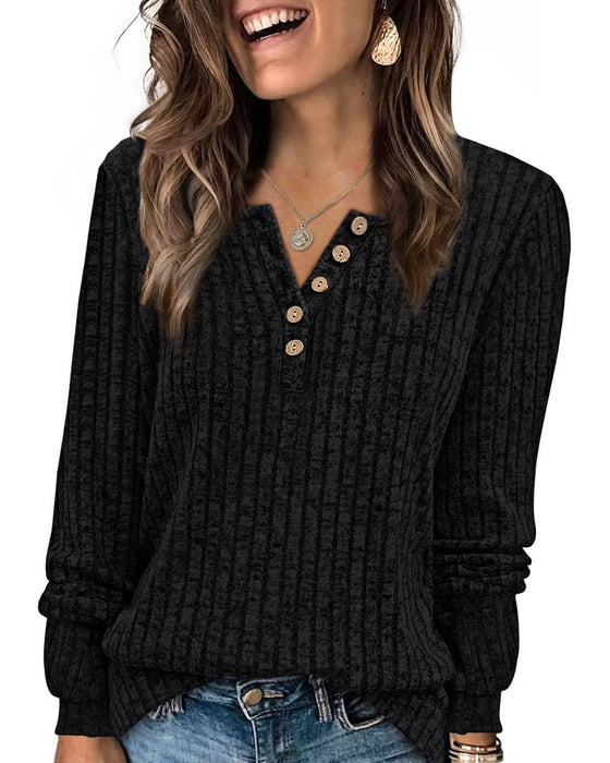 V-Neck Button Stylish Top