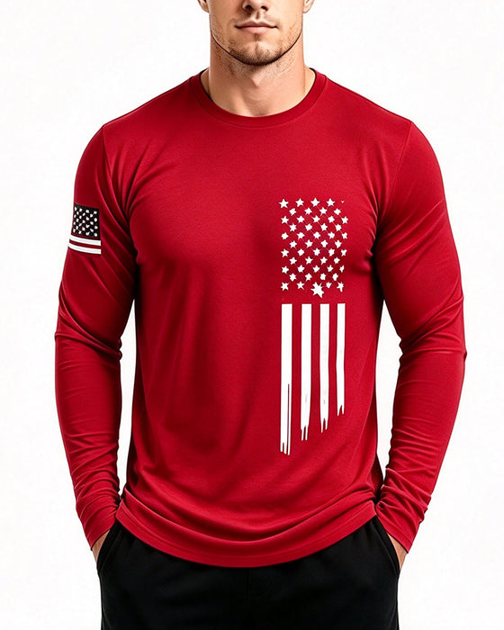 Men's National Flag Print Long-Sleeve Top