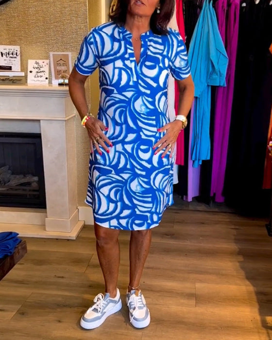 Casual Short Sleeve Printed Dress