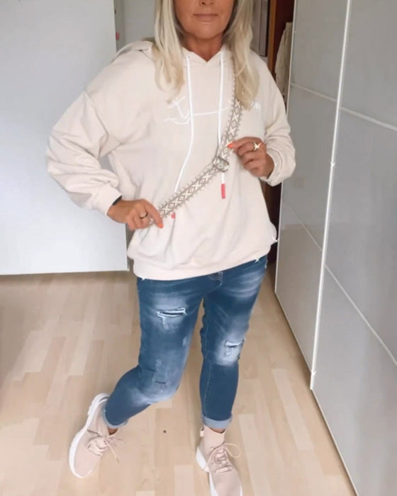 Loose anchor print hoodies