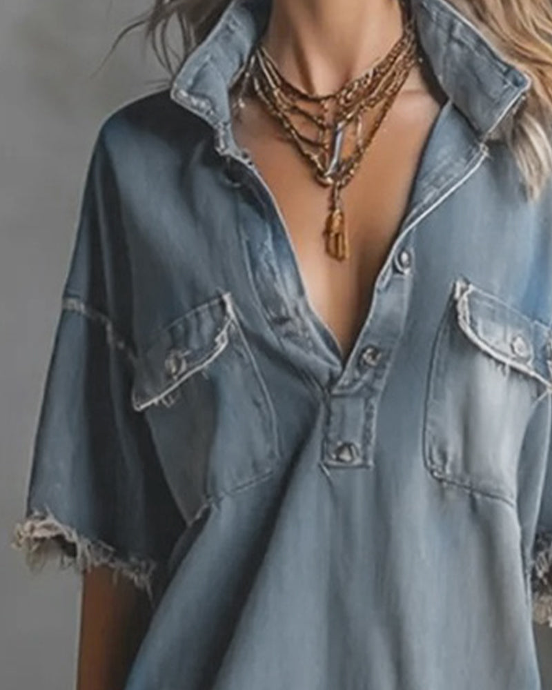 Casual Lapel Denim Dress