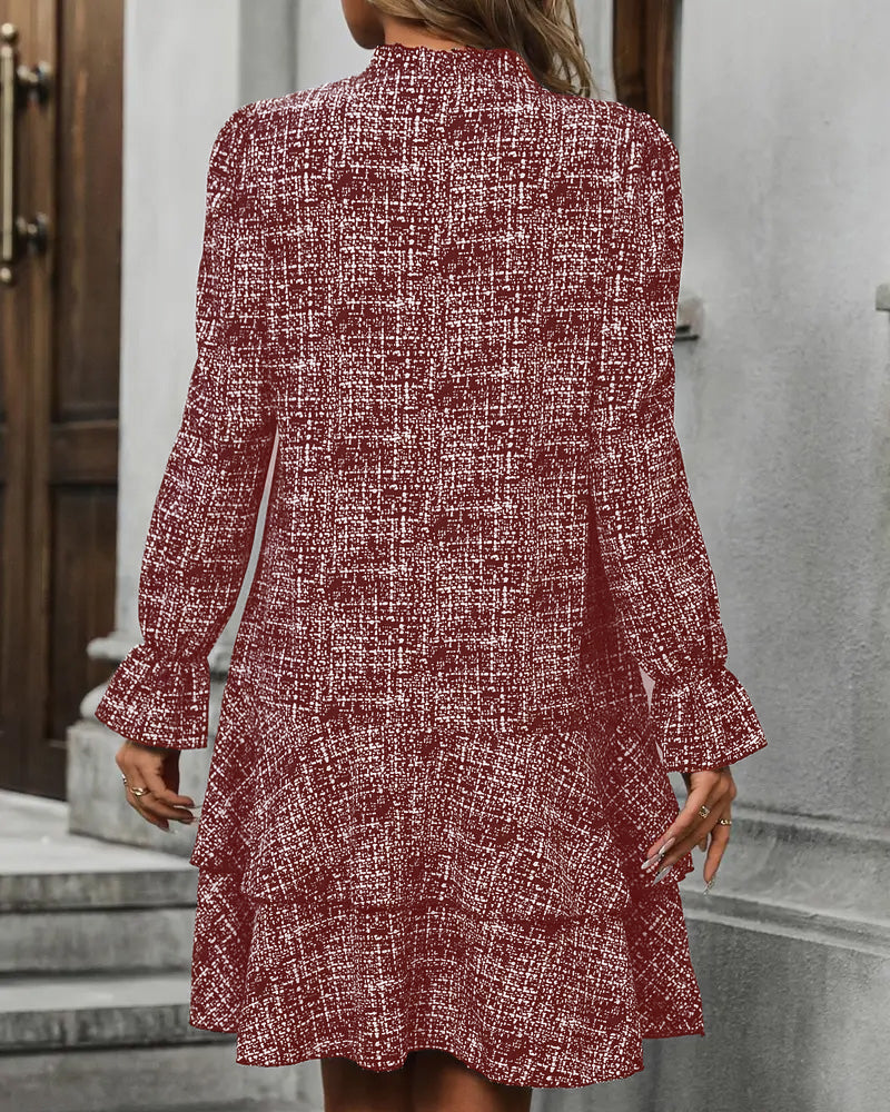 Elegant Flared Sleeve Striped Dress