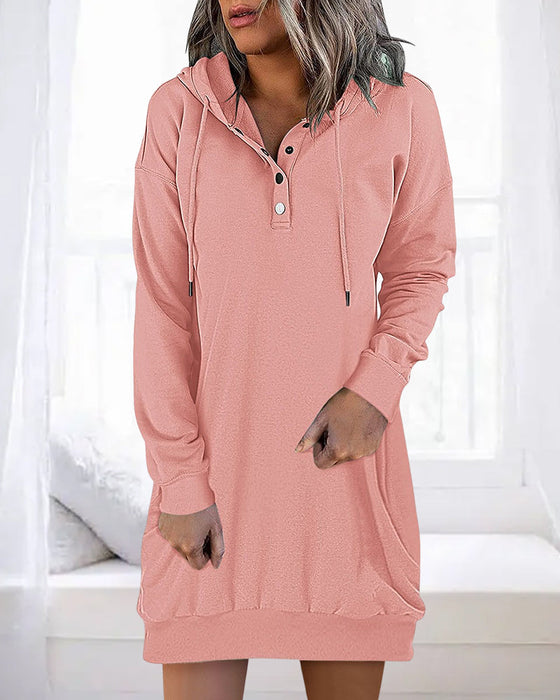 Solid color long hoodie