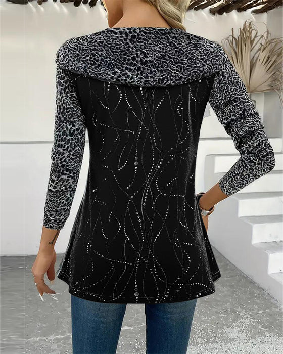 Leopard Print Long-Sleeved Top