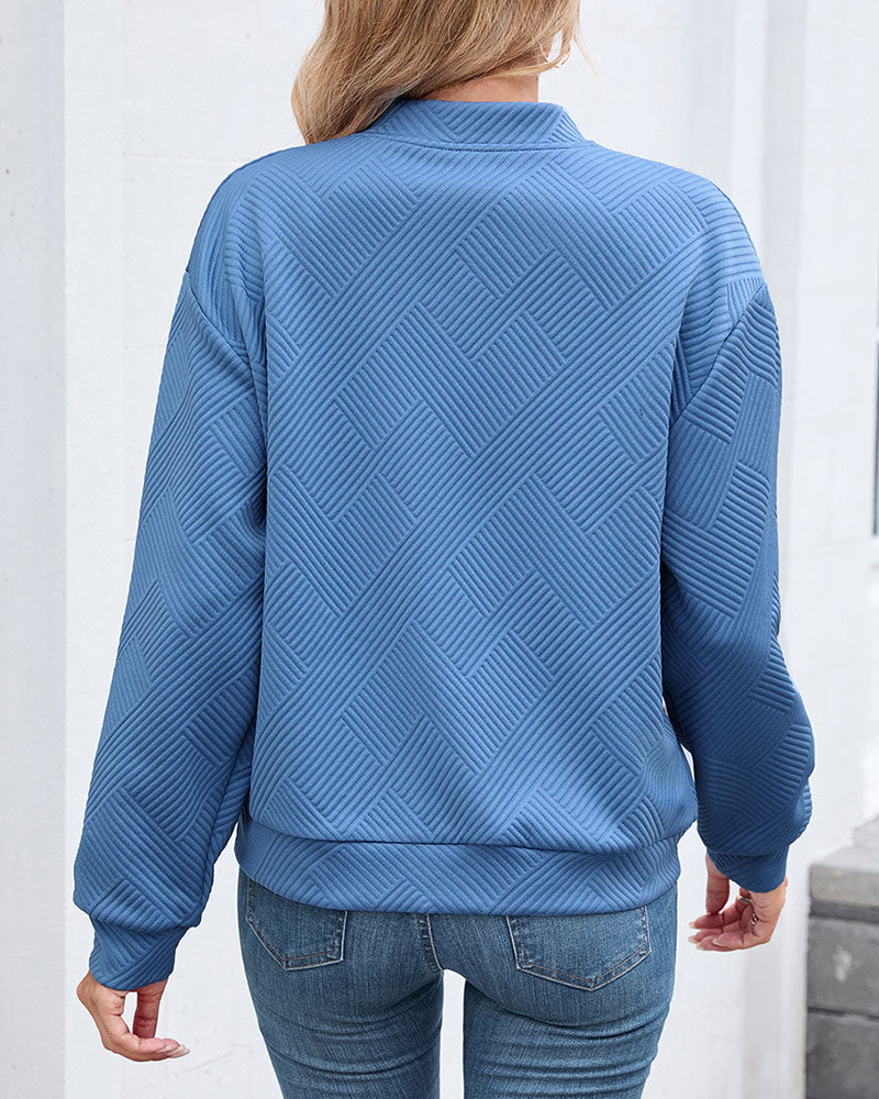 Solid Baseball Neck Long Sleeve Coat