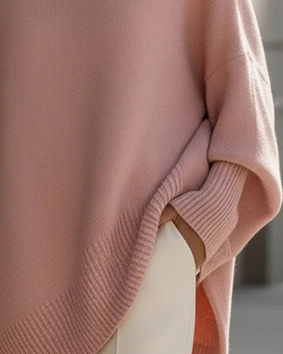 Round Neck Loose Mid-Length Pullover