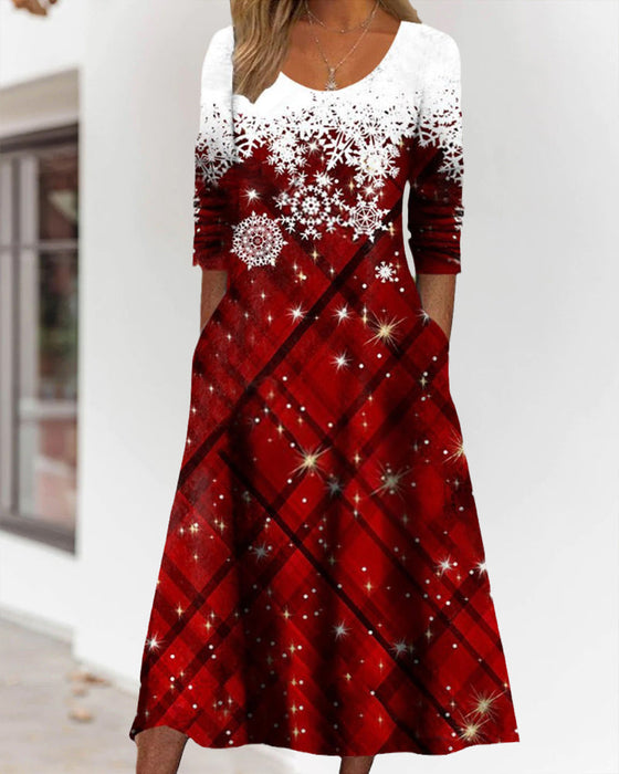 Snowflake print midi dress