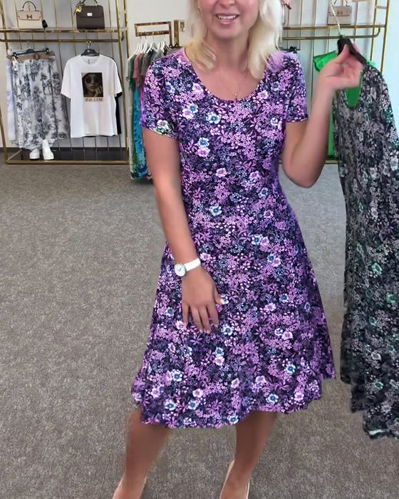 Temperament Slim Waist Printed Dress