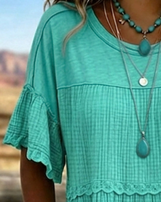 Short Sleeve Pocket Long Dress