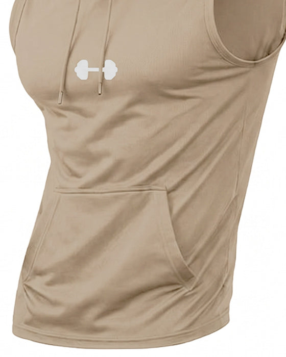 Hooded Sweatshirt Sleeveless Drawstring Tank Top