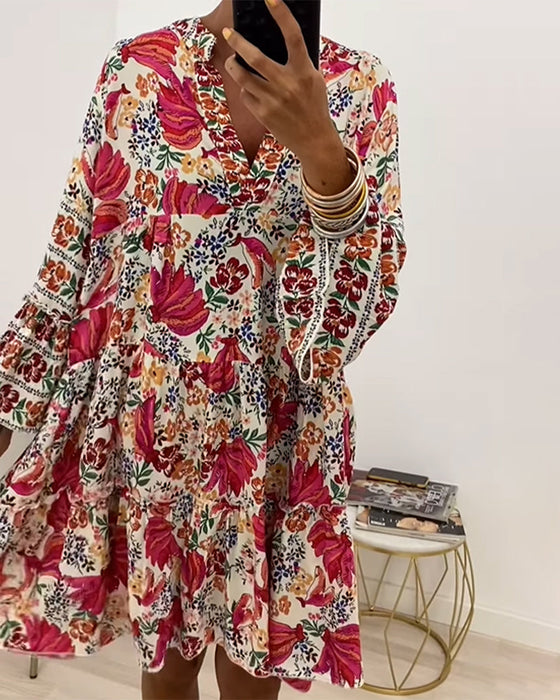 Floral print v-neck dress