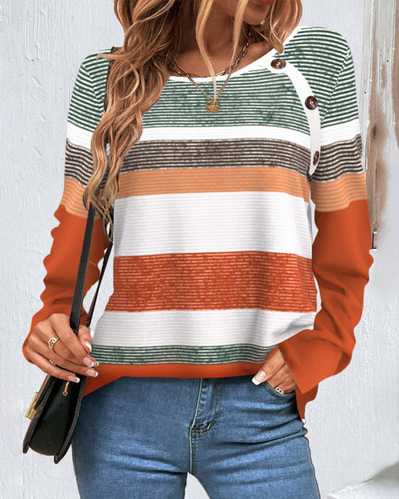 Striped colorblock raglan sleeve top