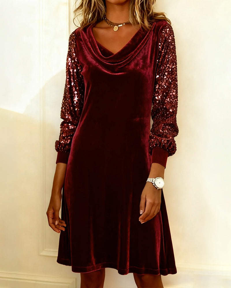 Elegant Velvet And Sequined Dress