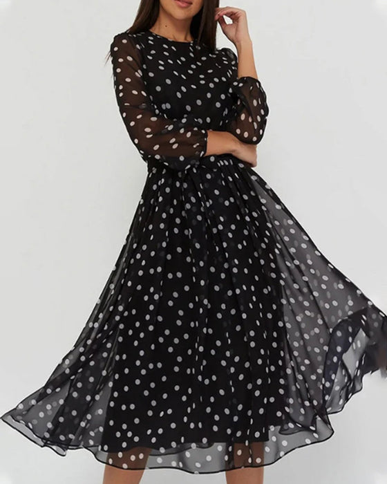 Elegant polka dot print dress