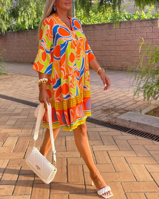 Colorful print casual dress