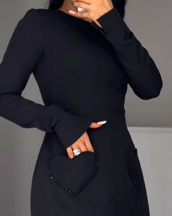 Waist-Cinching Long-Sleeved Elegant Dress