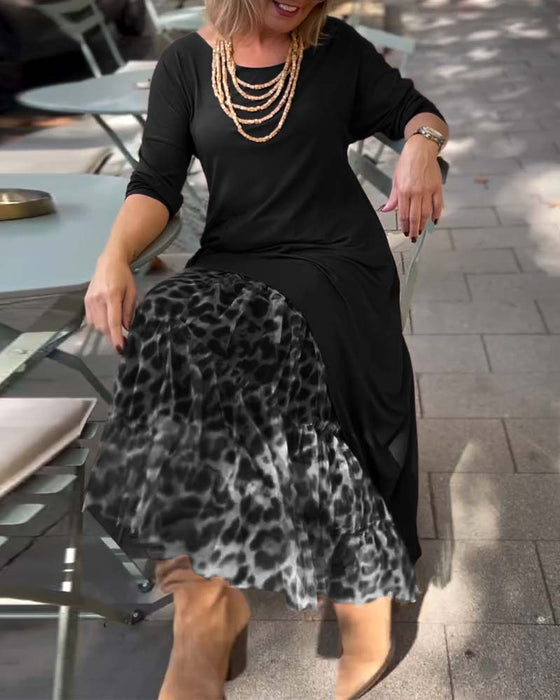 Long Sleeve Solid Color Irregular Dress