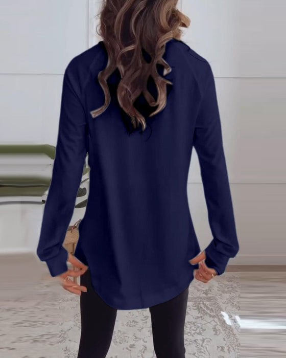 Solid color long sleeve casual top