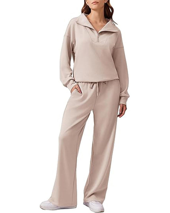 Long-Sleeved Solid Color Two-Piece Set