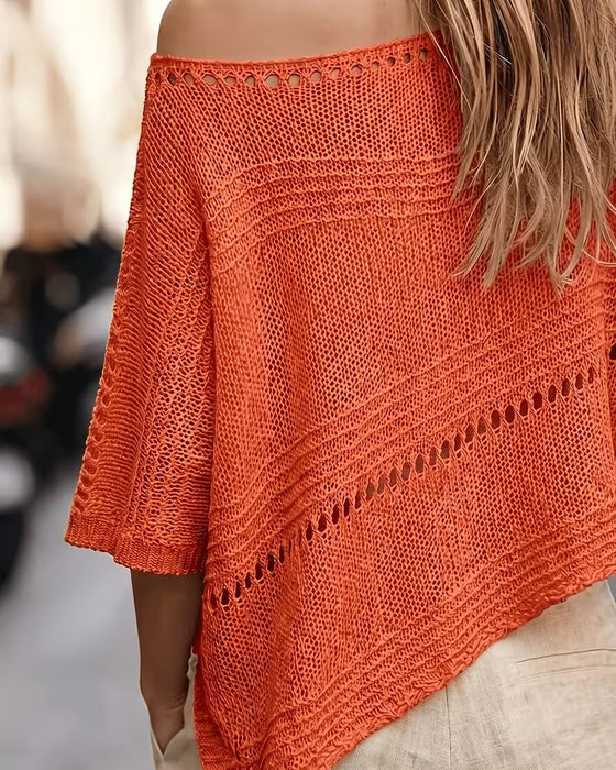 One-Shoulder Hollow Out Knit Pullover