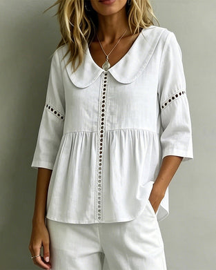 Peter Pan Collar Cut-Out Blouse