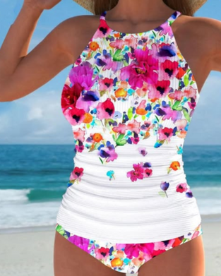 Romantic Halter Neck Floral Swimsuit