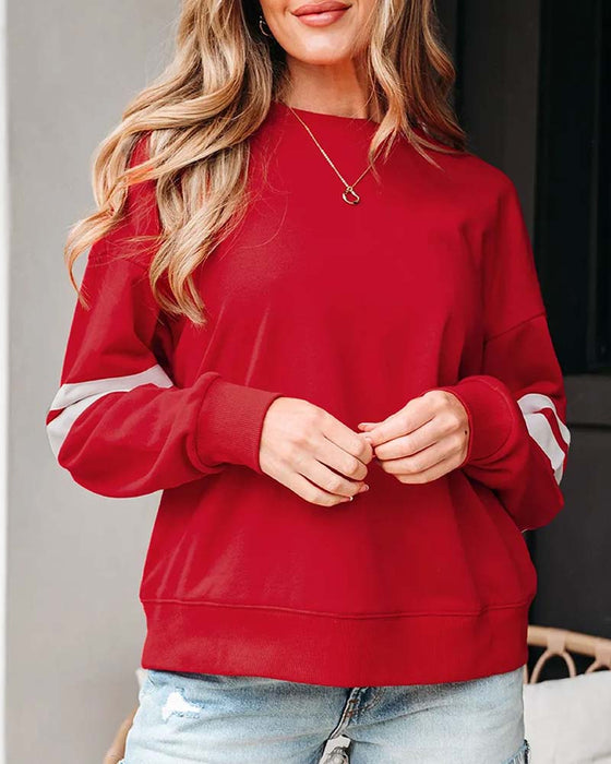 Color-Block Long-Sleeve Crew-Neck Sweatshirt
