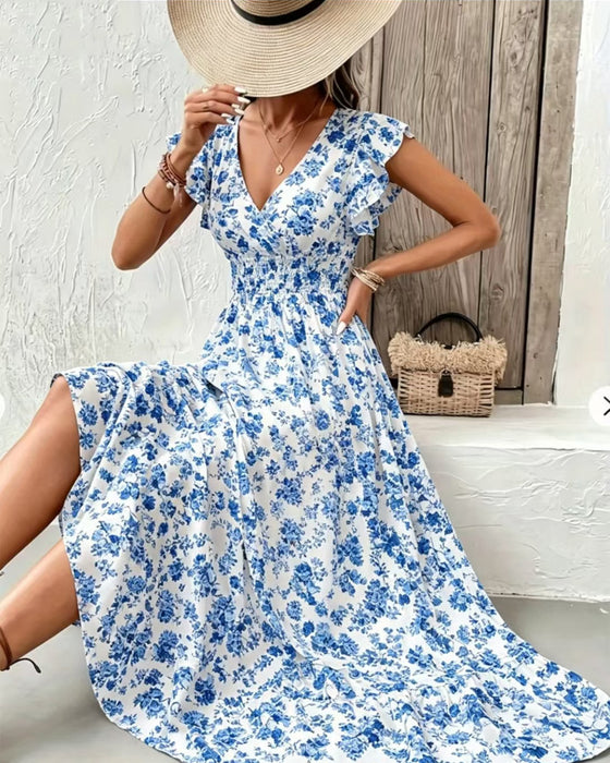 Floral Waist Tie Dress
