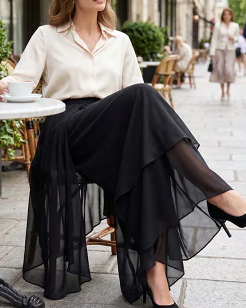 Loose Asymmetrical Casual Wide-Leg Pants