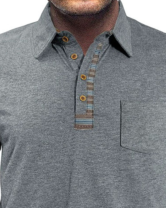Men's Button Lapel Polo Blouse