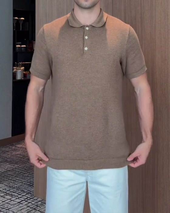 Men's Loose-Fit Casual Polo-Collar T-Shirt