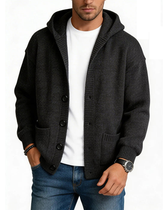 Hooded Button Pocket Men's Cardigan