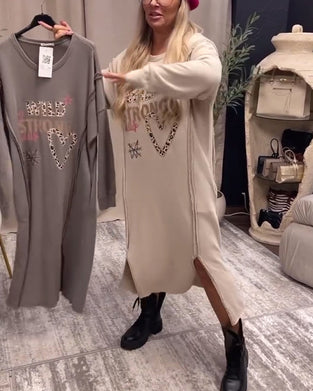 Long sleeve printed loose dress