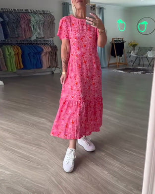 Puff Short Sleeve Floral Dress