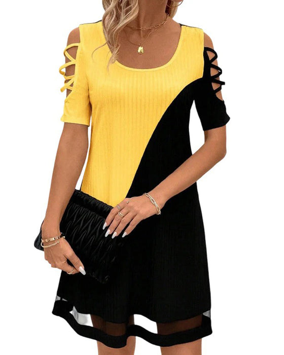 Color Block Short Sleeve Dress