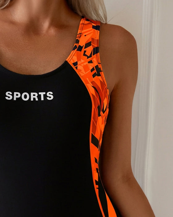 Flat-Angle Sports Vest One-Piece Swimsuit