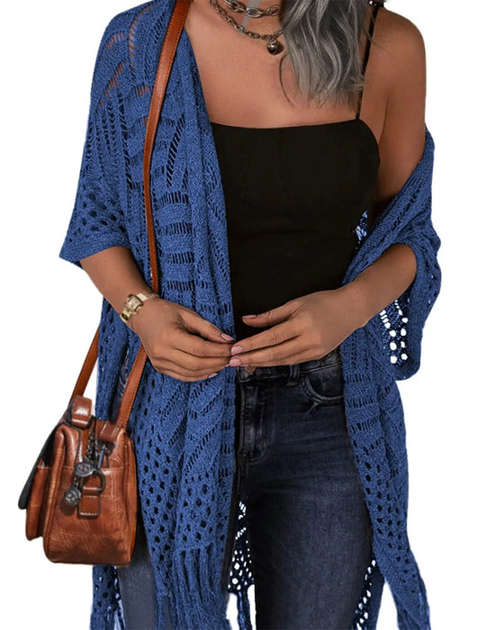 Cut-Out Fringe Detail Cardigan