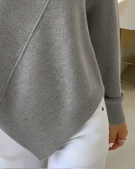 Asymmetrical Cowl Neck Pullover