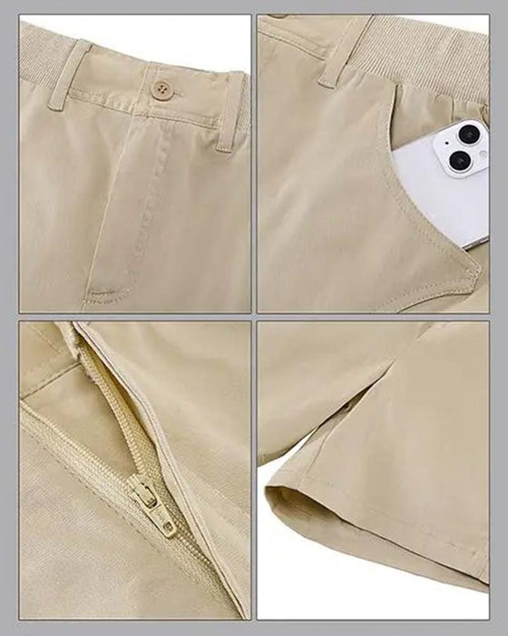 Pocket Button Solid Color Shorts