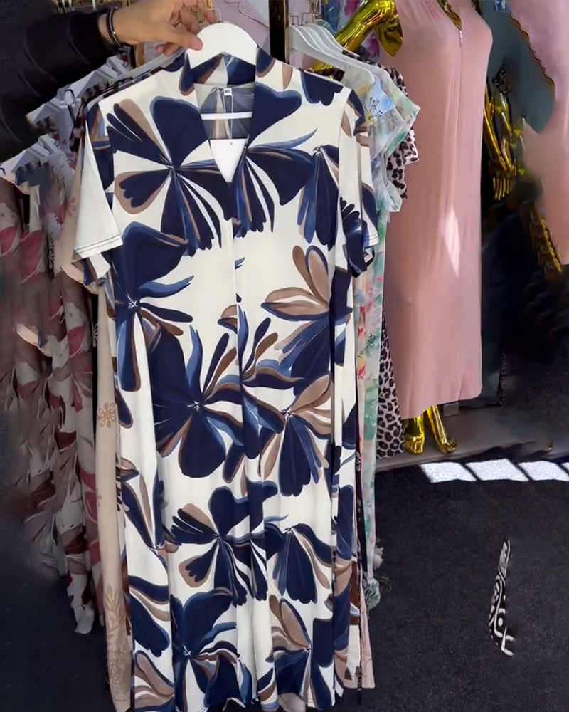 Elegant Floral Print Sleeveless Dress