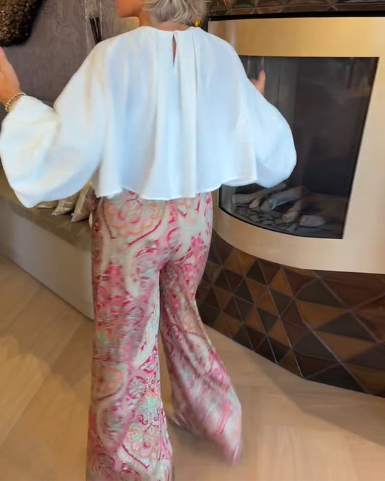 French Puff Sleeve Cropped Blouse