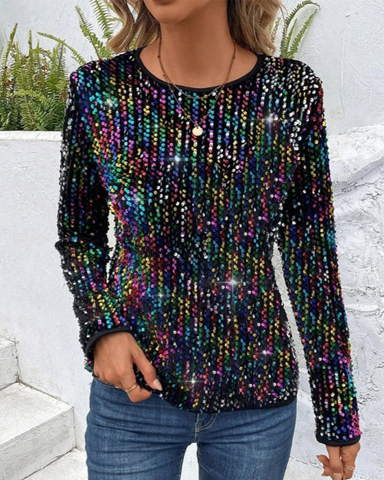 Contrasting color crew neck top