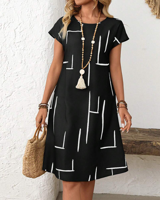 Women's Summer Casual  Print Round Neck Dress