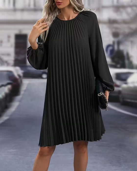 Fashion Solid Color Pleated Dress