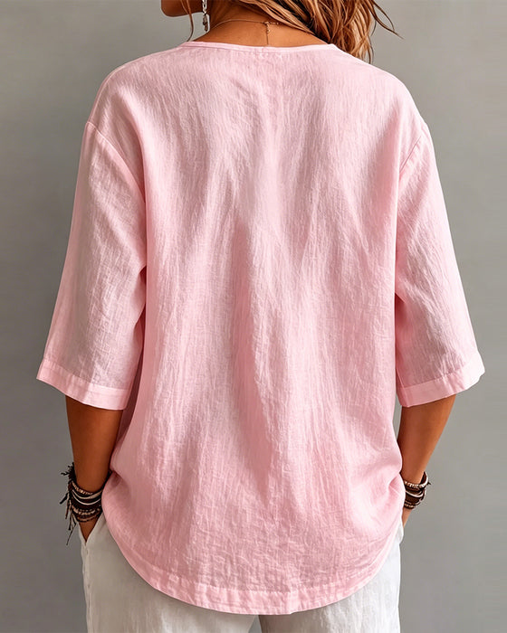 Casual Solid Color Half Sleeve Blouse