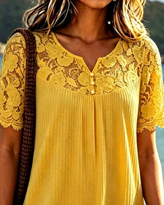 Hollow-Out Patchwork Dress