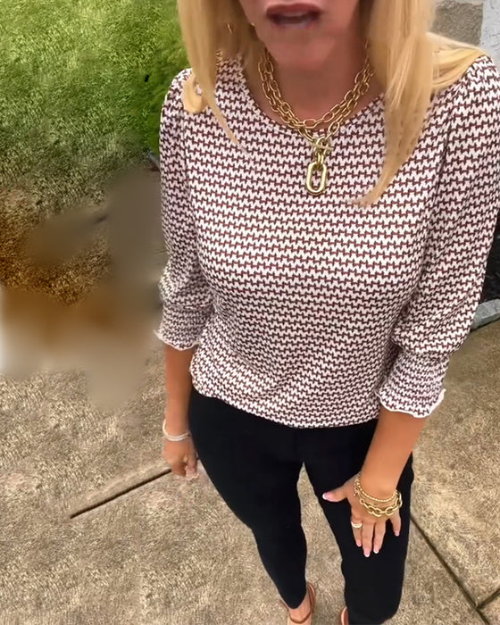 Elegant Half Sleeve Printed Top
