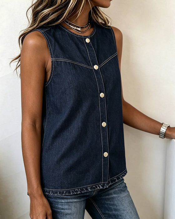 Round Neck Sleeveless Tank Top