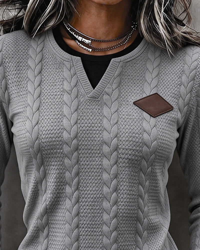 V-Neck Casual Long Sleeve Top